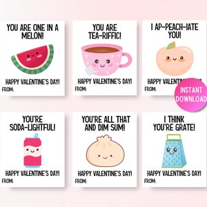 Food Pun Valentine Cards: Printable Classroom Valentines (PDF)