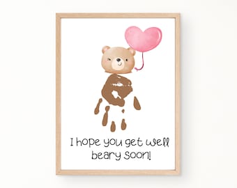 Get Well Bear Handprint Card: Kids Sympathy Gift (PDF)