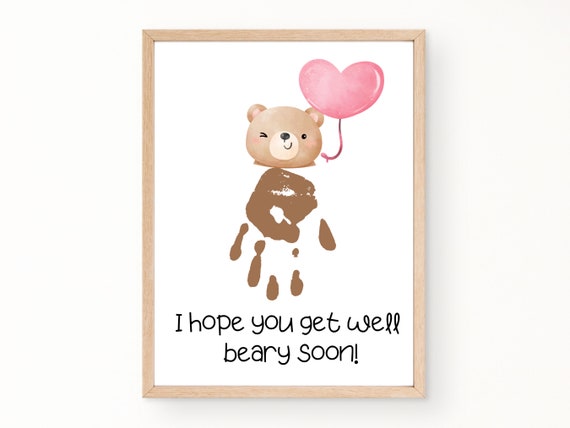 Get Well Bear Handprint Card, Printable Kids Sympathy Gift - Etsy