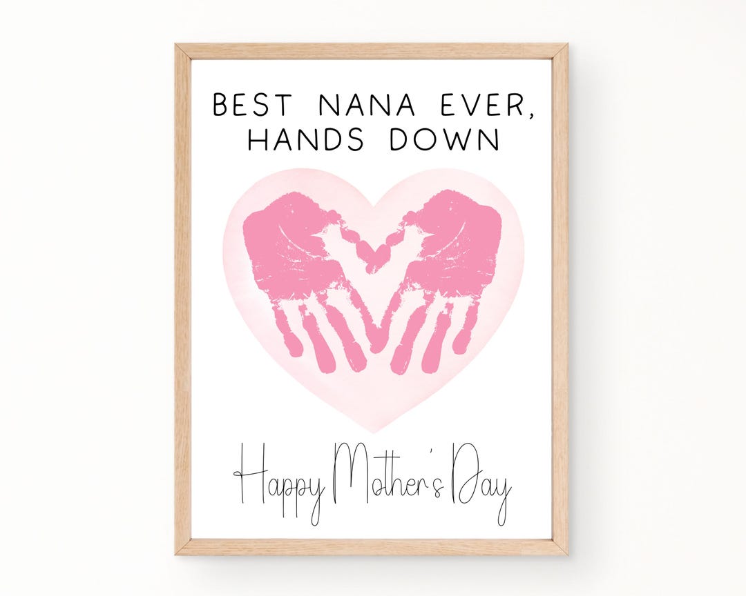 Nana Mothers Day Card, Printable Handprint Mothers Day Gift, Best Nana ...