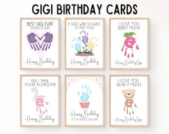 Gigi Birthday Card, Handprint Birthday Card Printable, Gigi Gifts From Grandkids, Happy Birthday Handprint Art for Grandma