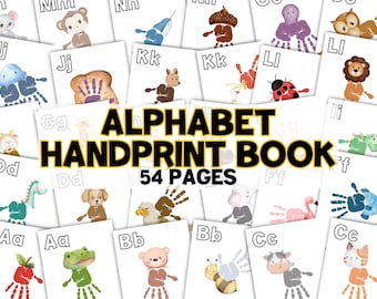 Handprint Alphabet Book, Printable ABC Handprint Activity, Preschool Art