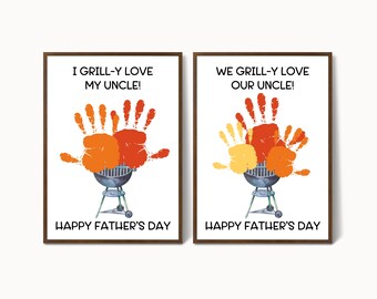 Uncle Fathers Day Handprint Craft, Handprint Father's Day Gift for Uncle, Printable Fathers Day Card from Kids, Handprint Keepsake Gift