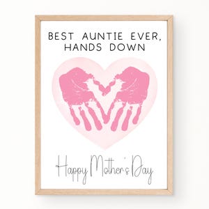Auntie Mothers Day Handprint Card, Best Auntie Ever, Handprint Mothers Day Gift, Mothers Day Printable Gift From Kids