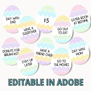 Editable Easter Egg Reward Coupons: Printable Easter Hunt Tokens (PDF)