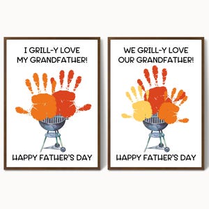 Grandfather Fathers Day Handprint Craft, Handprint Father's Day Gift for Grandfather from Grandkids, Printable Fathers Day Card