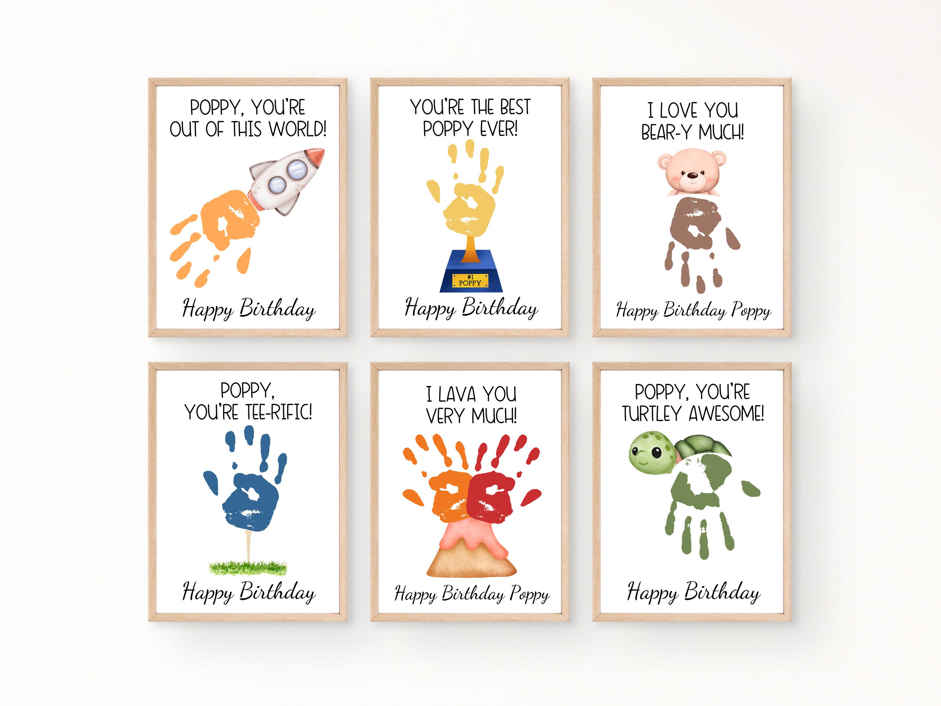 Poppy Handprint Birthday Card Printable, Poppy Birthday Gifts from Grandkids
