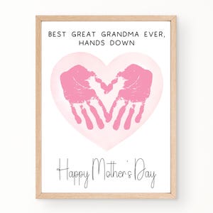 Great Grandma Mothers Day Handprint Card, Best Great Grandma Ever, Great Grandma Gift For Mothers Day, Handprint Mothers Day Card Printable