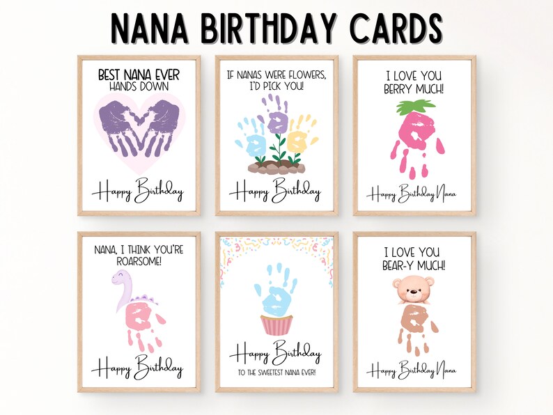 Nana Birthday Card, Happy Birthday Handprint Art, Nana Gift From ...