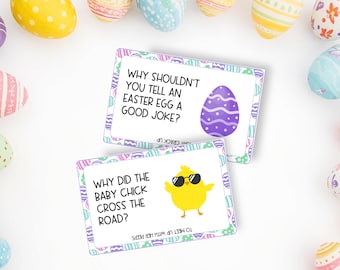 Easter Lunchbox Jokes for Kids, 24 Printable Kids Joke Cards, Lunch Box Notes, Easter Basket Stuffer