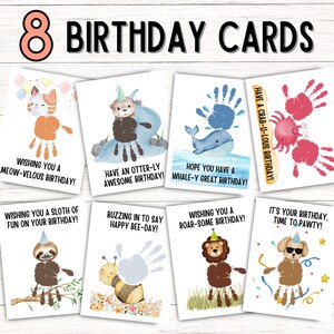 Animal Handprint Birthday Card, Happy Birthday Handprint Craft, Hand Print Card, Handprint Keepsake Printable, Preschool Handprint Art