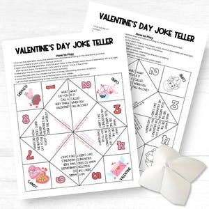 Valentine&#39;s Day Joke Teller Cootie Catcher: Printable Game (PDF)