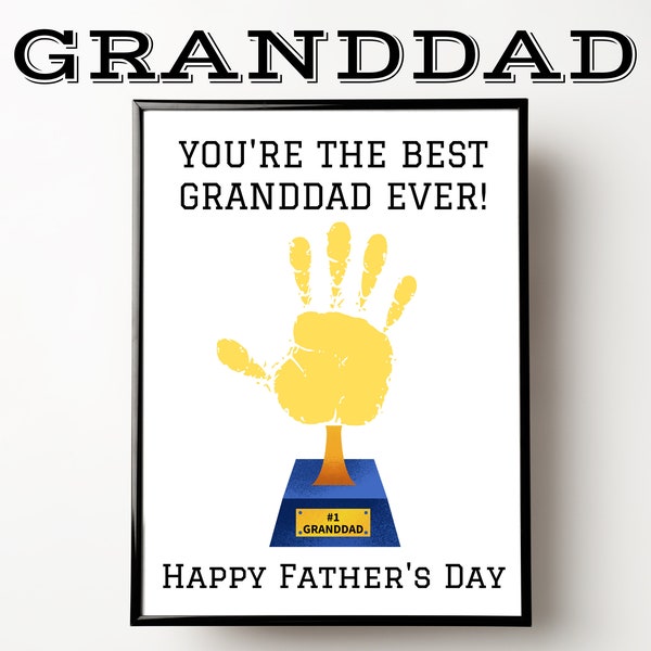 Granddad Gift, Grandpa Handprint Craft, Gift For Granddad, Fathers Day Handprint Card, Father's Day Handprint Art Printable
