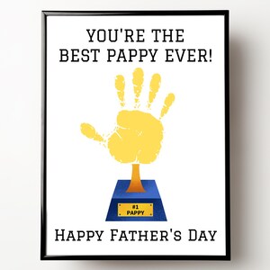 Pappy Fathers Day Gift, Fathers Day Handprint Printable, Pappy Gifts, Father's Day Card From Little Kids, Best Pappy Ever, Handprint Trophy