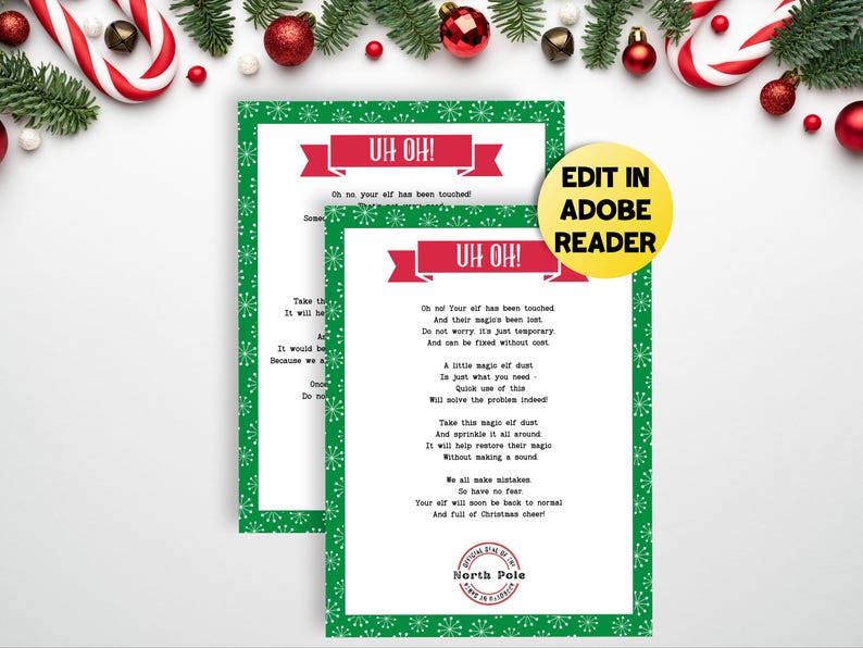 Elf Was Touched Note: Editable Elf Letter (PDF) - Etsy