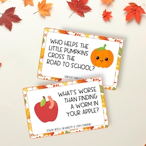 Fall Lunch Box Notes for Kids, Lunch Box Jokes Printable, Autumn Lunchbox Notes