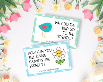 Spring Lunchbox Jokes for Kids, Printable Lunch Box Notes, Kids Joke Cards