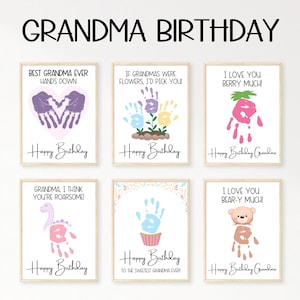 Grandma Handprint Birthday Card, Happy Birthday Grandma Card Toddler, Gift for Grandma from Grandkid, Handprint Art Printable