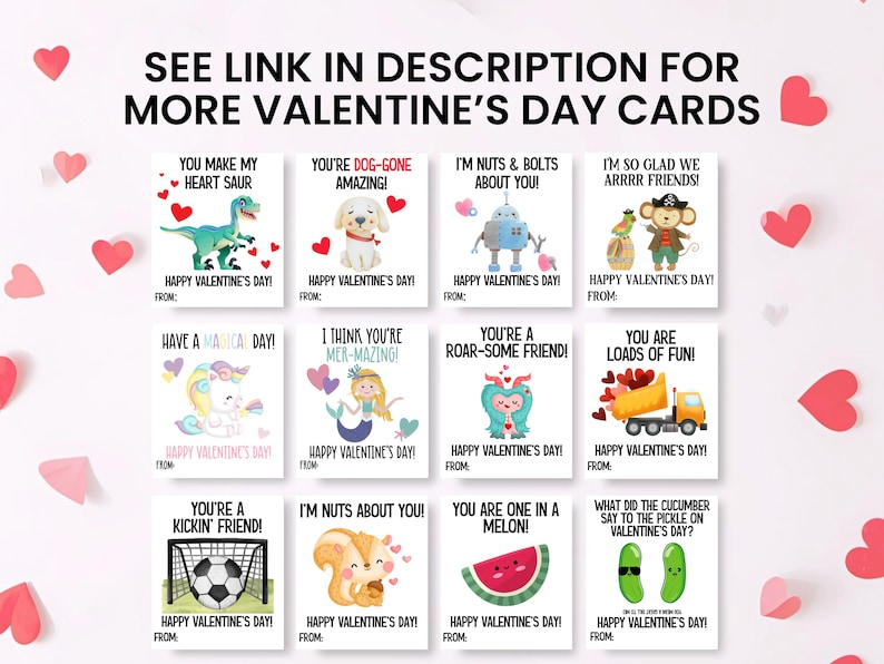 Food Valentine's Day Card Editable, Food Pun Valentine Cards for Kids ...