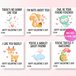 Printable Animal Valentine&#39;s Day Cards, Preschool Valentines Cards For Kids Classroom, Printable Valentines Day Cards Animals