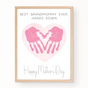Grandmommy Mothers Day Handprint Card, Best Grandmommy Ever, Handprint Mothers Day Gift, Mothers Day Printable Gift From Grandkids