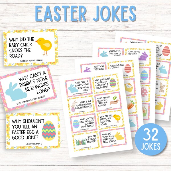 Easter Jokes, Printable Jokes, Easter Lunch Box Joke, Easter Egg Stuffer,  Lunchbox Joke Cards for Kids,  Lunchbox Notes for Kids