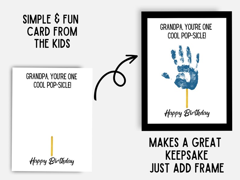 Grandpa Birthday Card Printable Handprint Art Download Happy Etsy