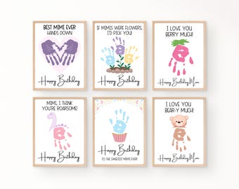 Mimi Handprint Birthday Card, Happy Birthday Mimi Card Toddler, Gift for Mimi from Grandkid, Handprint Art Printable