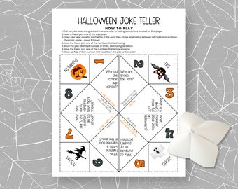Halloween Jokes for Kids, Cootie Catcher Printable Halloween Games, Party Favors, Paper Fortune Teller Printable, Chatterbox