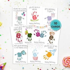 Handprint Birthday Card Printable, DIY Birthday Handprint Cards From Kids, Happy Birthday Handprint Template Keepsake