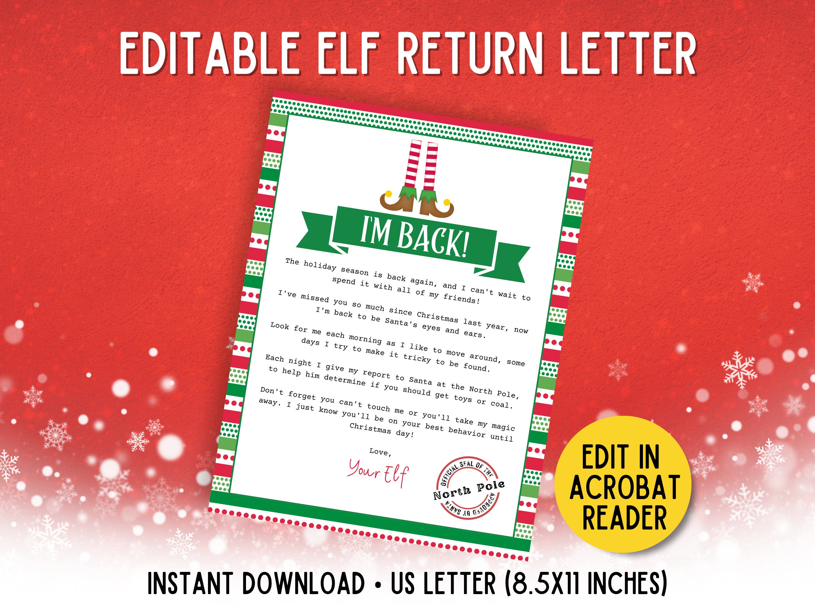 Editable Elf Arrival Letter Elf Return Letter Printable Etsy