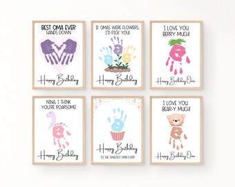 Oma Handprint Birthday Card, Happy Birthday Oma Card Toddler, Gift for Grandma from Grandkid, Handprint Art Printable