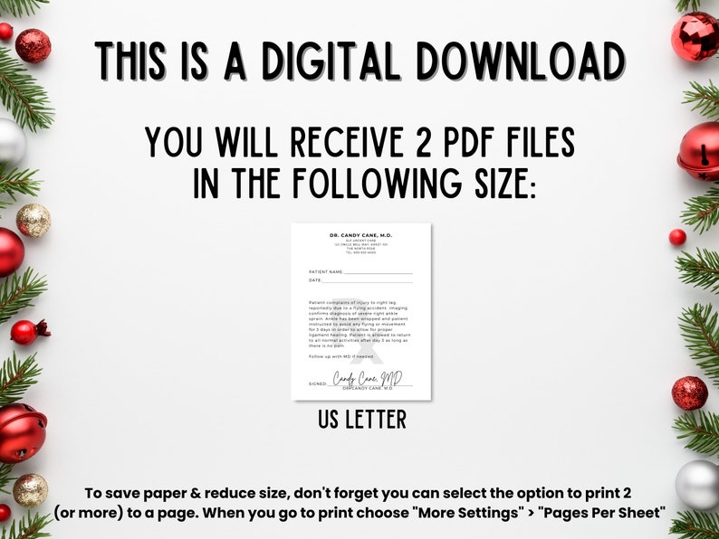 Elf Sick Note Editable, Elf Injury &amp; Recovery Letter, Doctors Note for ...