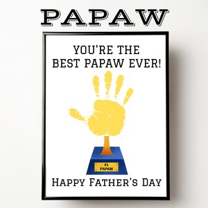 Papaw Fathers Day Gift, Fathers Day Handprint Card, Grandpa Handprint ...