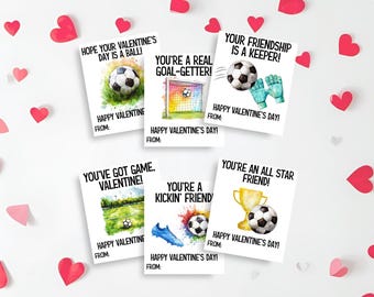 Soccer Valentines Day Cards for Kids, Printable Valentines for School, Classroom Valentines Day Cards, School Sport Valentine Printable