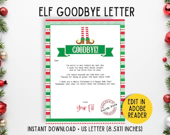 EDITABLE Elf Goodbye Letter Boy Elf Letter Elf Departure - Etsy