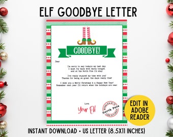 EDITABLE Elf Goodbye Letter Boy Elf Letter Elf Departure - Etsy