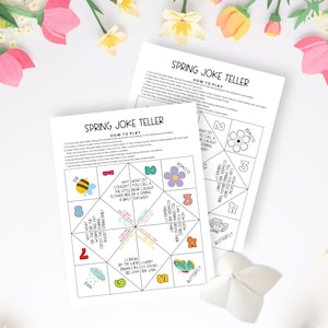 Spring Jokes For Kids, Cootie Catcher, Paper Fortune Teller, Printable Games for Kids, Chatterbox, Boredom Buster, Origami Fortune Teller