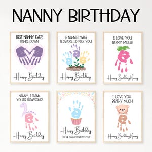 Nanny Handprint Birthday Card, Happy Birthday Nanny Card, Gift for Nanny from Grandkid, Handprint Art Printable