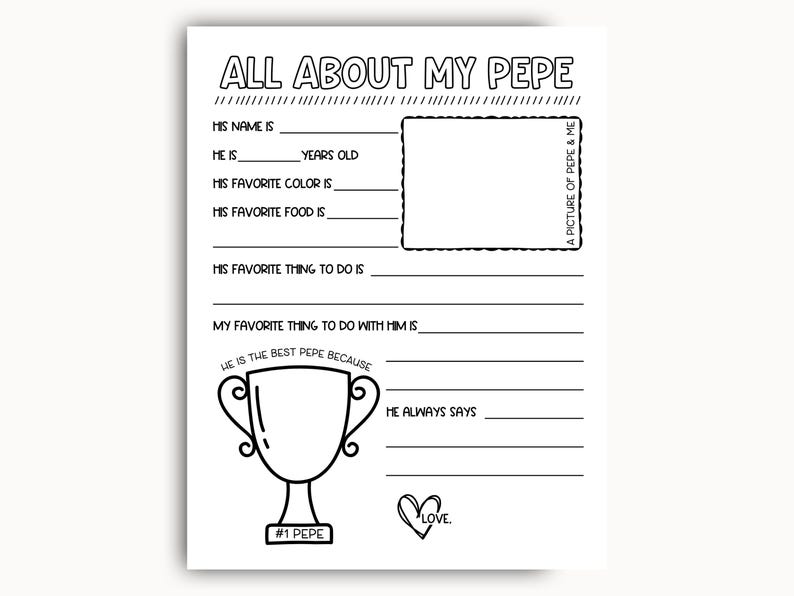 Pepe Check Note All About My Pepe Printable, Fathers Day Printable Gift, Birthday Gift ...