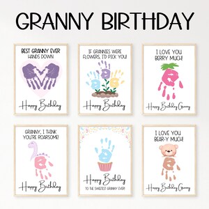 Granny Birthday Card, Handprint Birthday Card Printable, Granny Gift From Grandkids, Happy Birthday Handprint Art for Grandma