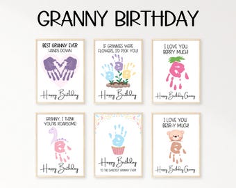 Granny Birthday Card, Handprint Birthday Card Printable, Granny Gift From Grandkids, Happy Birthday Handprint Art for Grandma