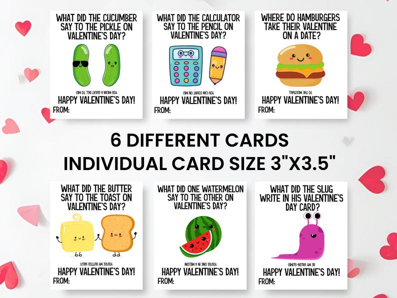 Joke Valentines Day Cards Printable, Kids Valentines Day Jokes Cards, Funny Valentines Cards, Valentine's Day Printable Tags immagine 2