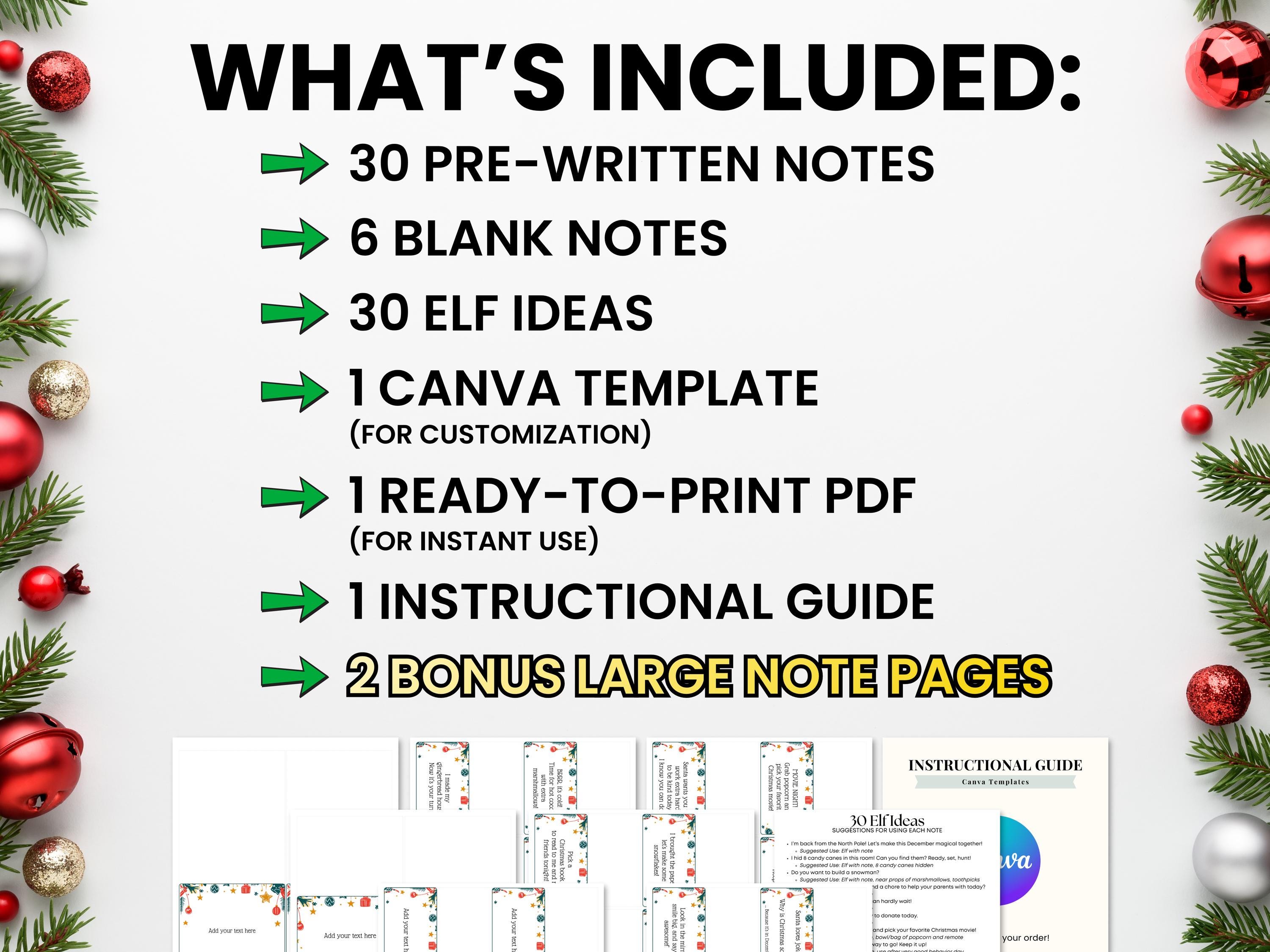 Editable Elf Notes Stand-up, Printable Elf Note Cards, Canva Template ...