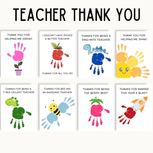Teacher Appreciation Handprint Art, Handprint Teacher Card Printable, Teacher Handprint Gift, End of Year Teacher Gift From Student