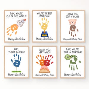 Papi Birthday Handprint Card Set, Printable Gift From Kids, Happy Birthday Papi