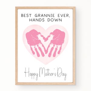 Grannie Mothers Day Card From Grandkids, Best Grannie Ever, Printable Mothers Day Handprint Card, Happy Mothers Day Grannie