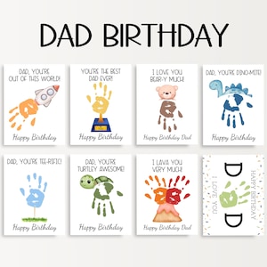 Happy Birthday Card for Dad from Kids, Handprint Birthday Card, Dad Birthday Gifts from Kids, Dad Birthday Card, Handprint Art Printable