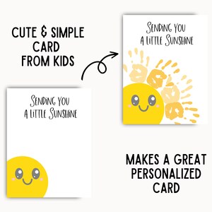 Thinking of You Handprint Cards from Kids, Sending A Big Hug, Sympathy Card, Get Well Soon, Sending Sunshine Card, Handprint Art Printable image 5