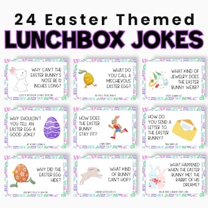 24 Easter Jokes, Printable Jokes, Easter Lunch Box Joke, Easter Egg Stuffer, Lunchbox Joke Cards for Kids, Lunchbox Notes for Kids